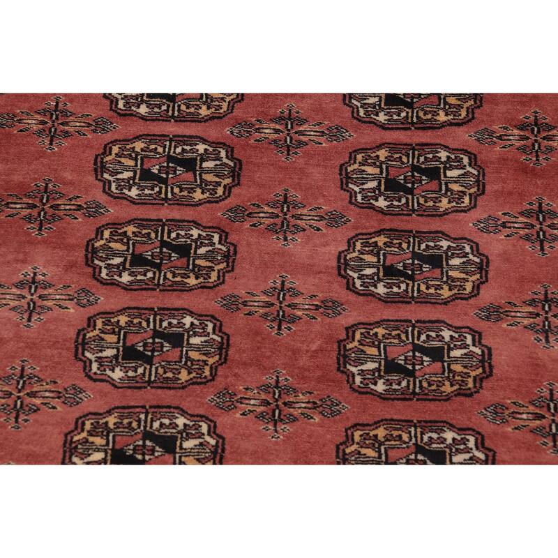 Rustic Bokhara Hoffman Peach/Black Hand Knotted Wool Rug - 9'5'' x 11'10''