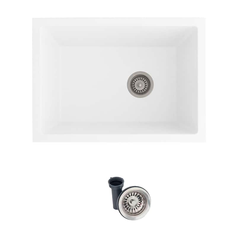 STYLISH 25 inch Single Bowl Dual Mount Composite Granite Utility Sink