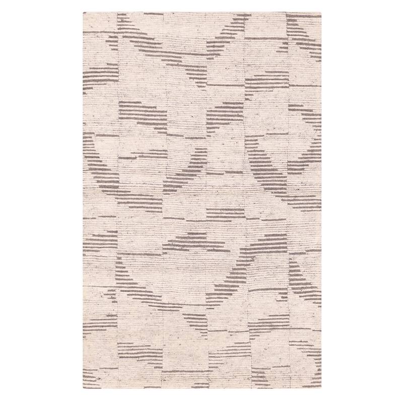 ECARPETGALLERY Hand-knotted Tangier Light Grey Wool Rug - 5'2 x 7'11
