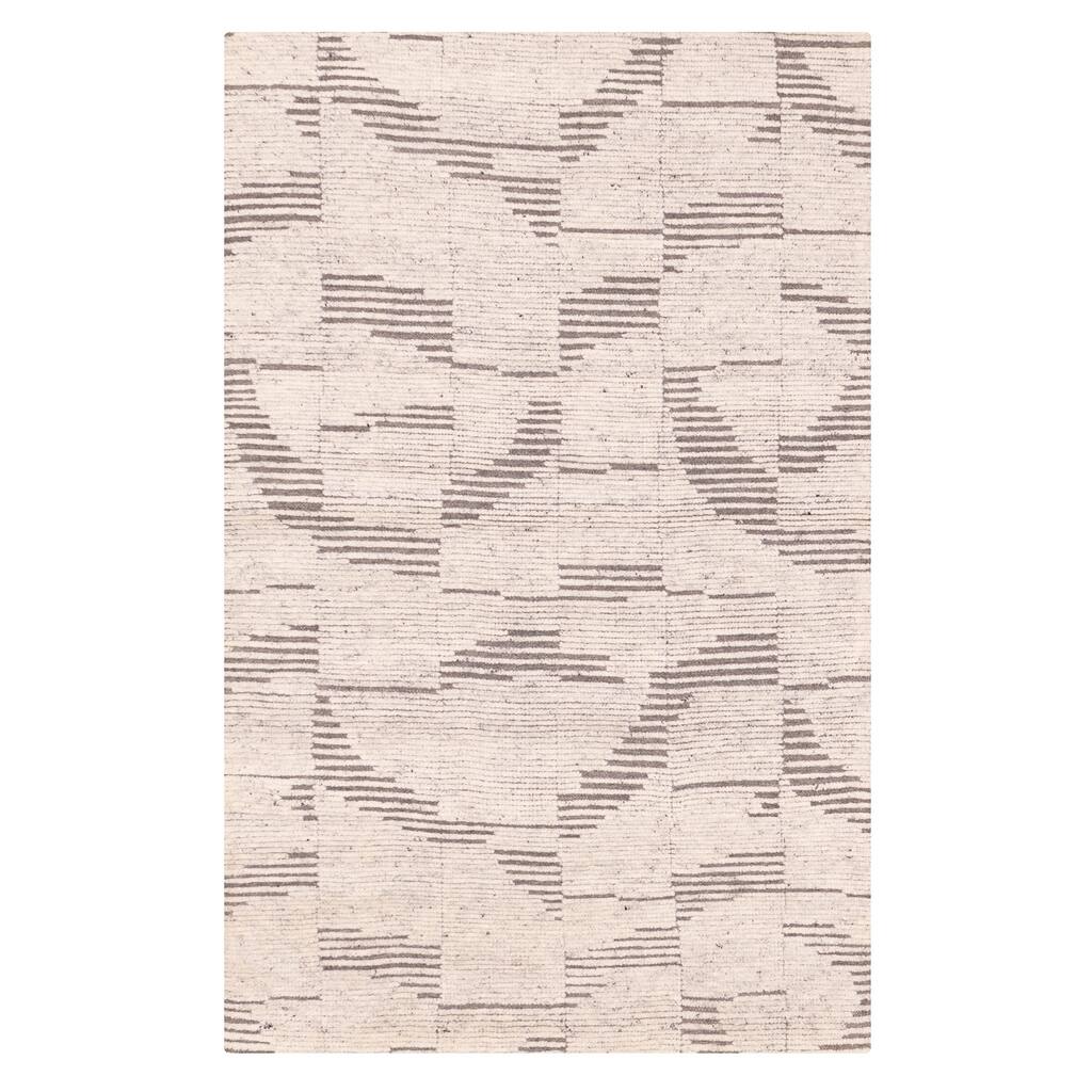 ECARPETGALLERY Hand-knotted Tangier Light Grey Wool Rug - 5'2 x 7'11