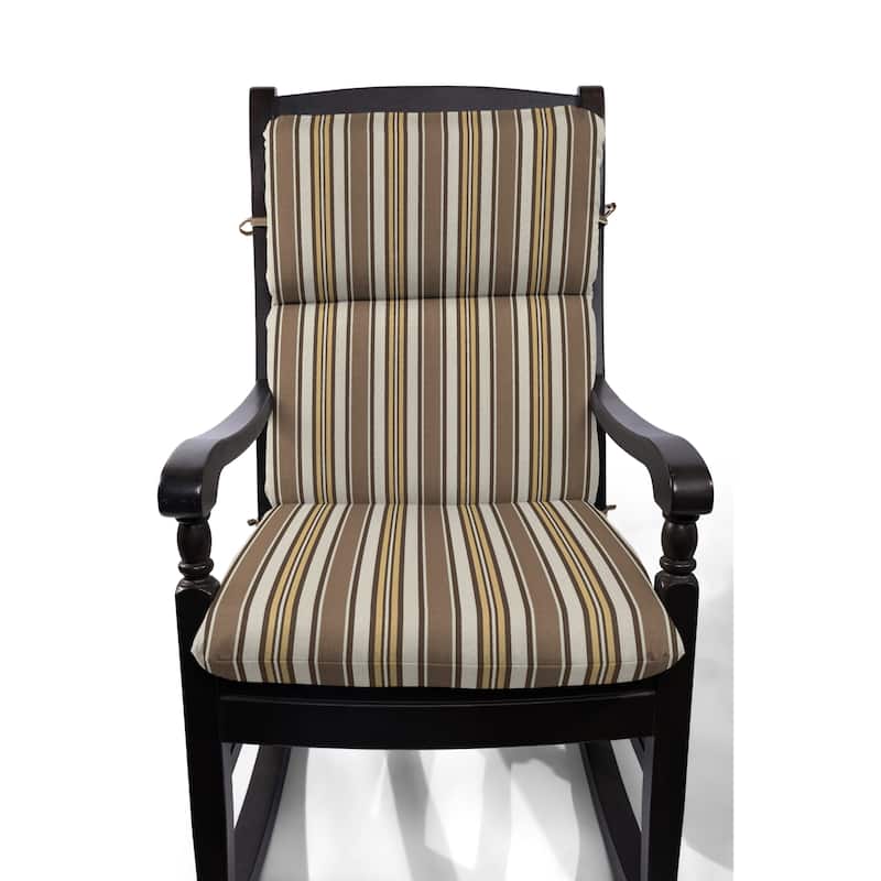Sunbrella® Stripe Sunbrella Fabric 1 Piece Indoor/Outdoor Two Ply High Back/Recliner Cushion, 22"W x 46"L - 22"W x 46"L - Anthony Praline