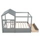 preview thumbnail 6 of 7, Full Size House Bed with Roof, Window and Drawer Support with Wooden Boards