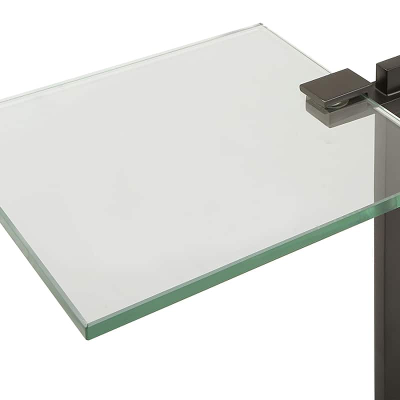 Tempered Glass Top End Accent Table - 23.5" - Black and Clear