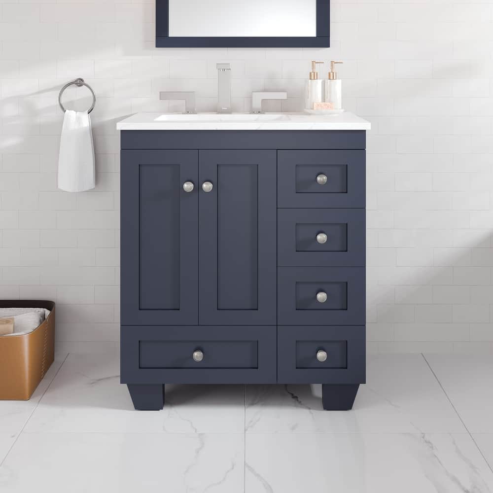 Eviva Acclaim 28 in. Bath Vanity with White Carrara Quartz Top