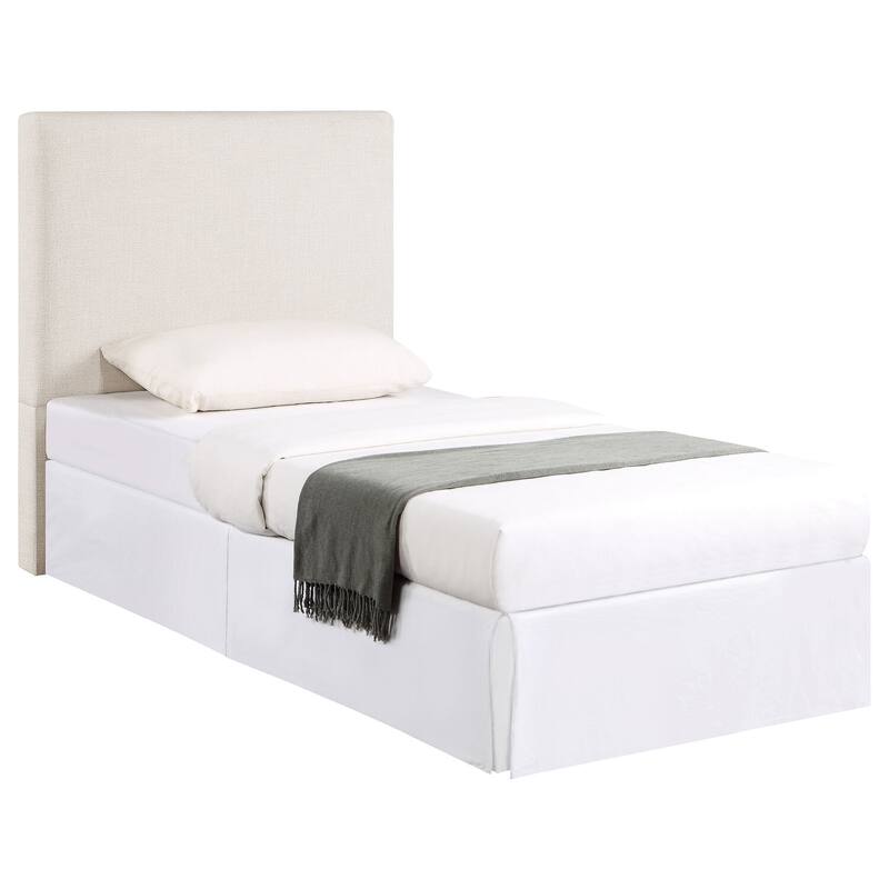 Upholstered Headboard in Sand Fabric with Padded Comfort and Sleek Modern Full Size Design