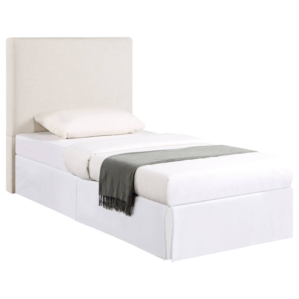 Upholstered Headboard in Sand Fabric with Padded Comfort and Sleek Modern Full Size Design