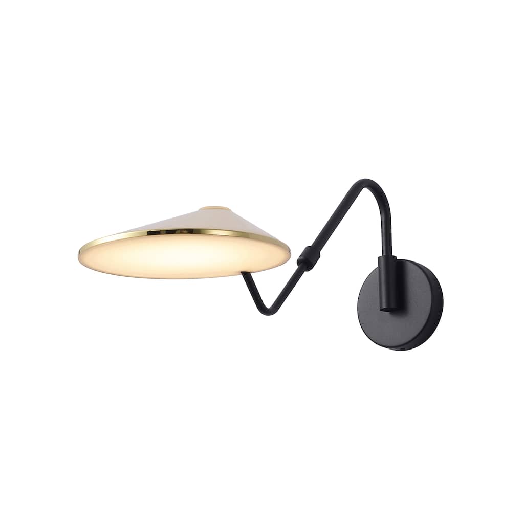 Transitional 1-Light Black And Brass LED Wall Sconce