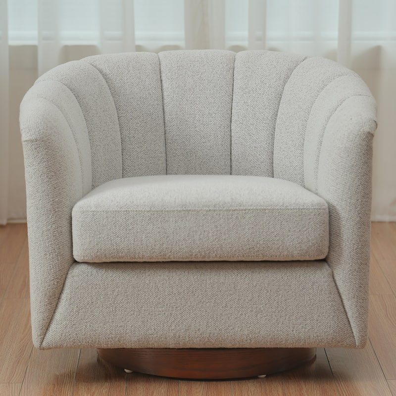 Fabric Swivel Barrel Chair - Ivory