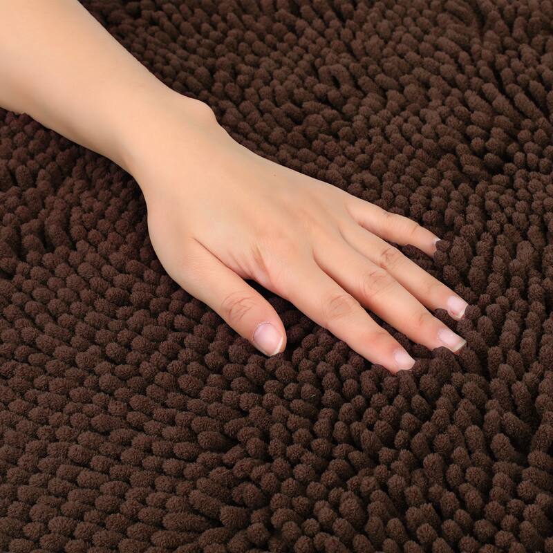 Oval Plush Bath Mat, Soft Non Slip Absorbent Rug, Rubber Backing Quick Dry Rugs for Shower Floor, Bathroom Decor