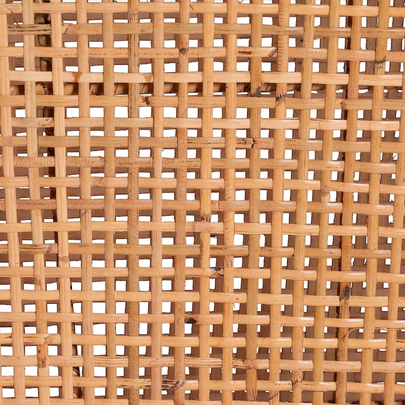 Lesia Natural Rattan Dining Chair with Cushion - Handwoven Wicker Side Chair with Mahogany Wood Frame, Coastal Boho Seating