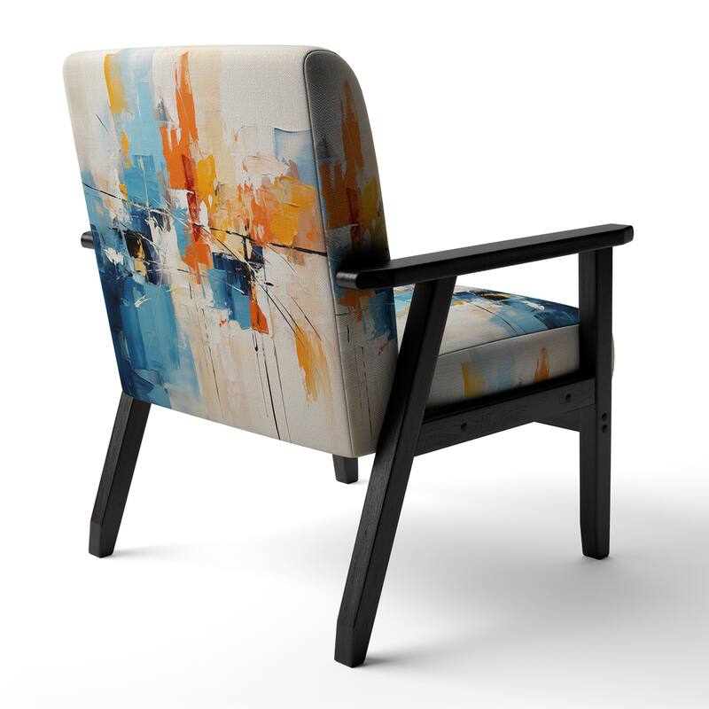 Designart "Paper Euphoria I" Upholstered Abstract Collages Accent Chair and Modern & Contemporary Arm Chair - Multiple Color
