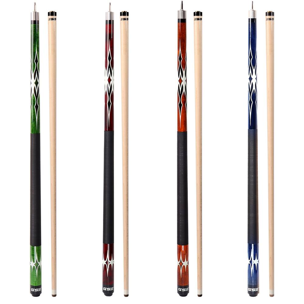 GSE™ Set of 4 Canadian Maple Hardwood Billiard Pool Cue Sticks. 58" 2-Piece Pool Cue Set for House or Commercial Use