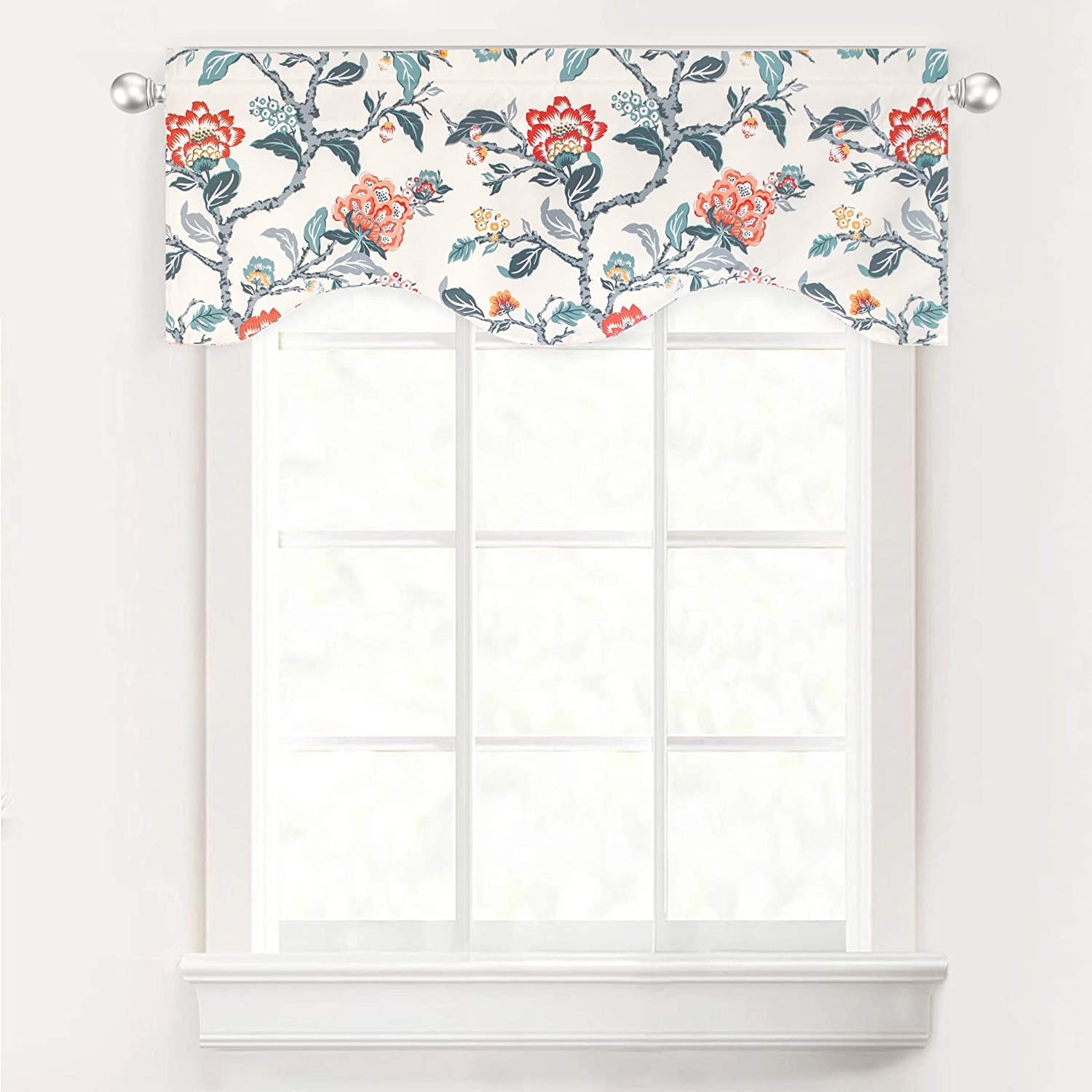 DriftAway Ada Scalloped Edge with Selfcord Window Curtain Swag Valance - 52 x 16