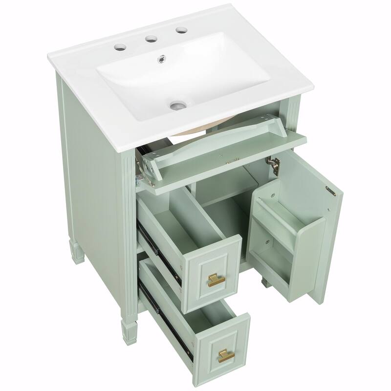 24-Inch Bathroom Vanity with Sink, Solid Wood and MDF Cabinet