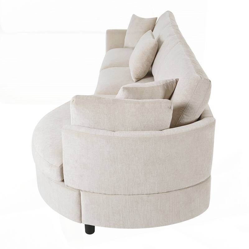3-Piece Sectional Sofa with Curved Chaise and 3 Throw Pillows - Perfect for Living Rooms, Offices