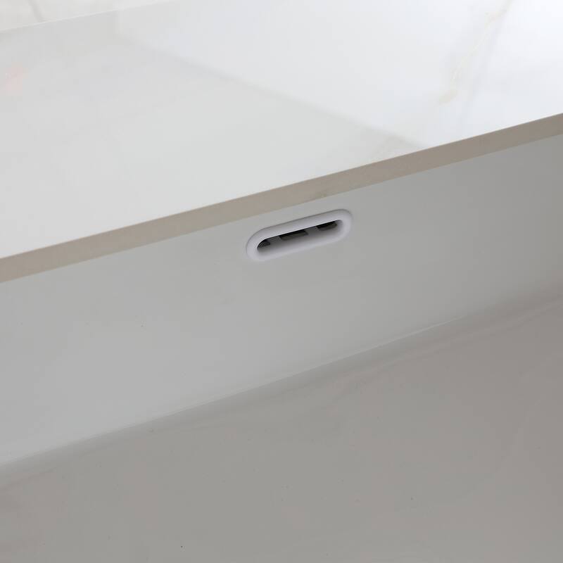 43-Inch Carrara White Vanity Top with 4-Inch Backsplash, Rectangular Ceramic Sink, Eco-Friendly