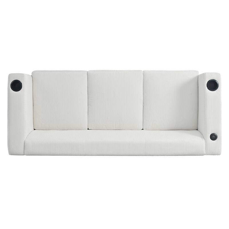 Roomfitters Ribbed Corduroy 3-Seater Track-Arm Sofa, Contemporary Living Room Couch