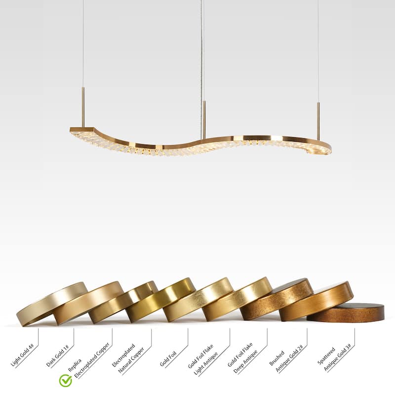 Modern Gold LED Crystal Chandelier Island Lights for Kitchen Island - W42.5"*H0.8"