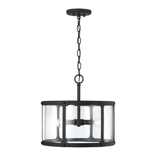 Brennen 3-light Black Iron Convertible Pendant/ Semi-Flush Mount
