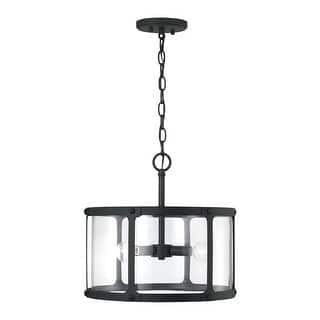 Brennen 3-light Black Iron Convertible Pendant/ Semi-Flush Mount