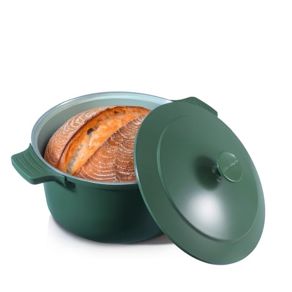 slide 2 of 42, Gotham Steel 5QT Dutch Oven Ceramic Nonstick Lightweight Self Basting Lid Green