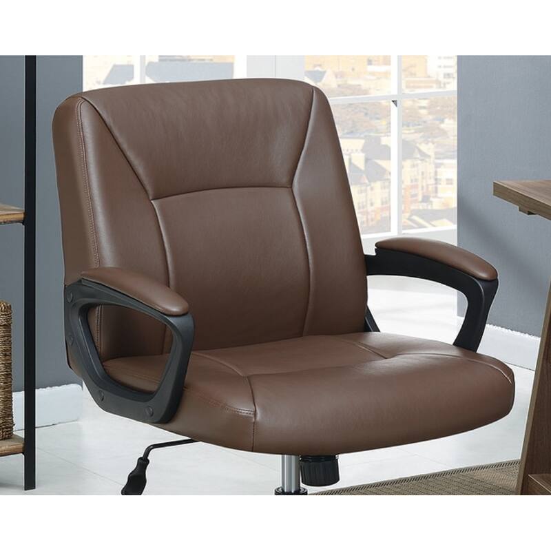 Faux Leather Relax Office Chair, Ergonomic Computer Desk Chair, Upholstered Seat with Armrests and Adjustable Height