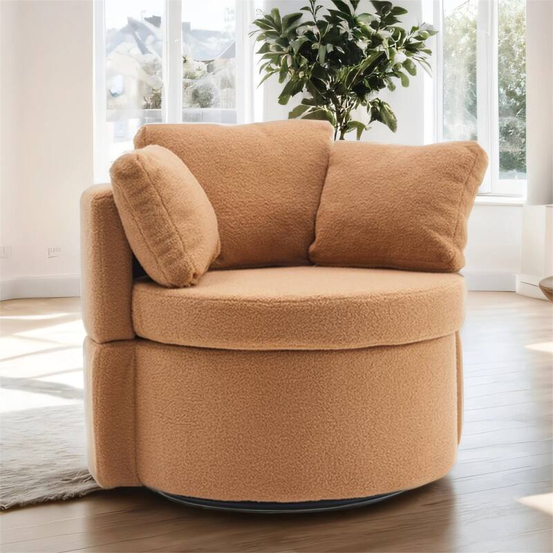 Teddy Fabric Swivel and Storage Chair w/ Back Cushion for Living Room