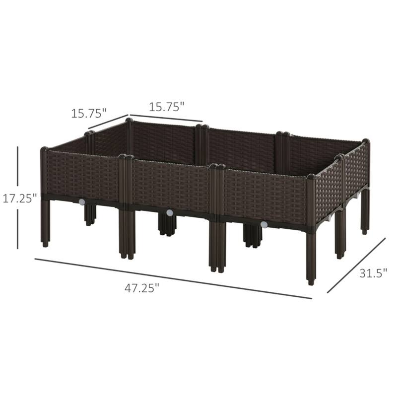 Set of 6 Elevated Garden Beds Polypropylene Raised Planter Boxes for Vegetables Herbs and Flowers