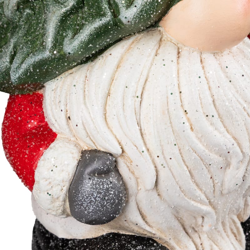 Lighted Gnome with Penguins Christmas Decoration -17" - Clear LED Lights