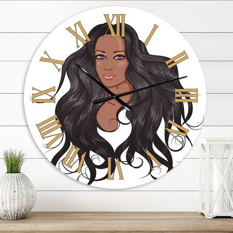 Designart 'Portrait Of African American Woman XV' Modern wall clock