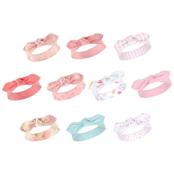slide 1 of 1, Hudson Baby Infant Girl Cotton and Synthetic Headbands Bundle Set, Boho Flower Ice Cream, 0-24 Months - Boho Flower Ice Cream Boho Flower Ice Cream - 0-24 Months