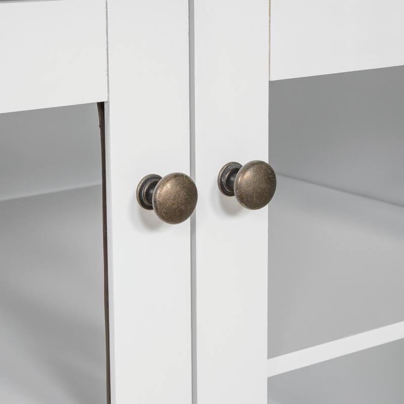 83.4" Tall Bookshelf, Modern Bookcase with 2 Glass Doors, 1 Drawer & Open Shelves