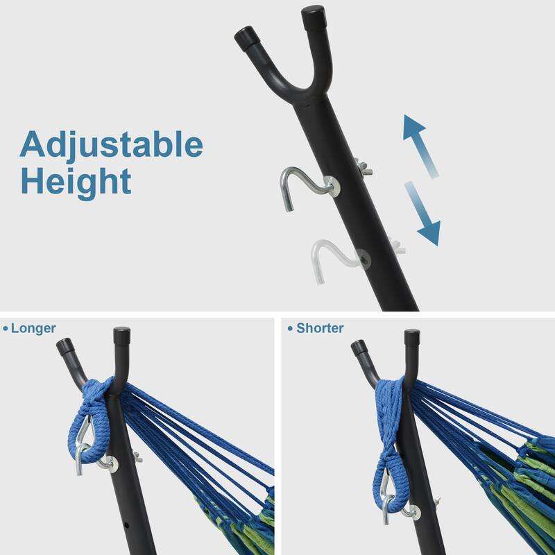 9.35 ft. 2-Person Brazilian-Style Foldable and Portable Outdoor Hammock Bed with Stand Set - 112.2 in.* 44.1 in. *40.9 in.