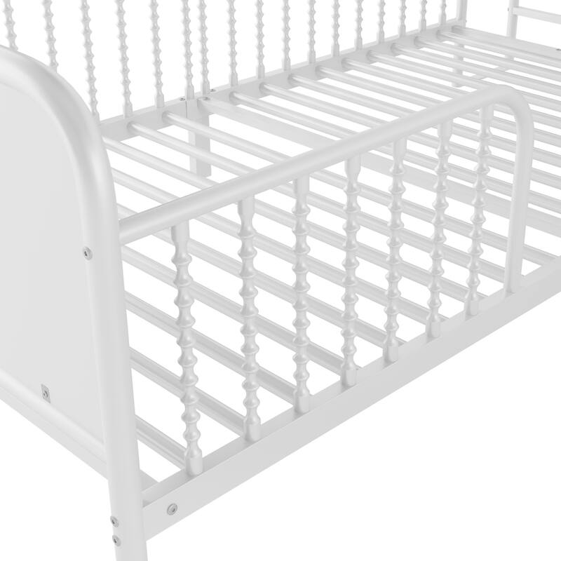 Kids Platform Bed Metal Frame with Linen Fabric Upholstered Storage Headboard Built-in Light Strip, Both Sides Rails