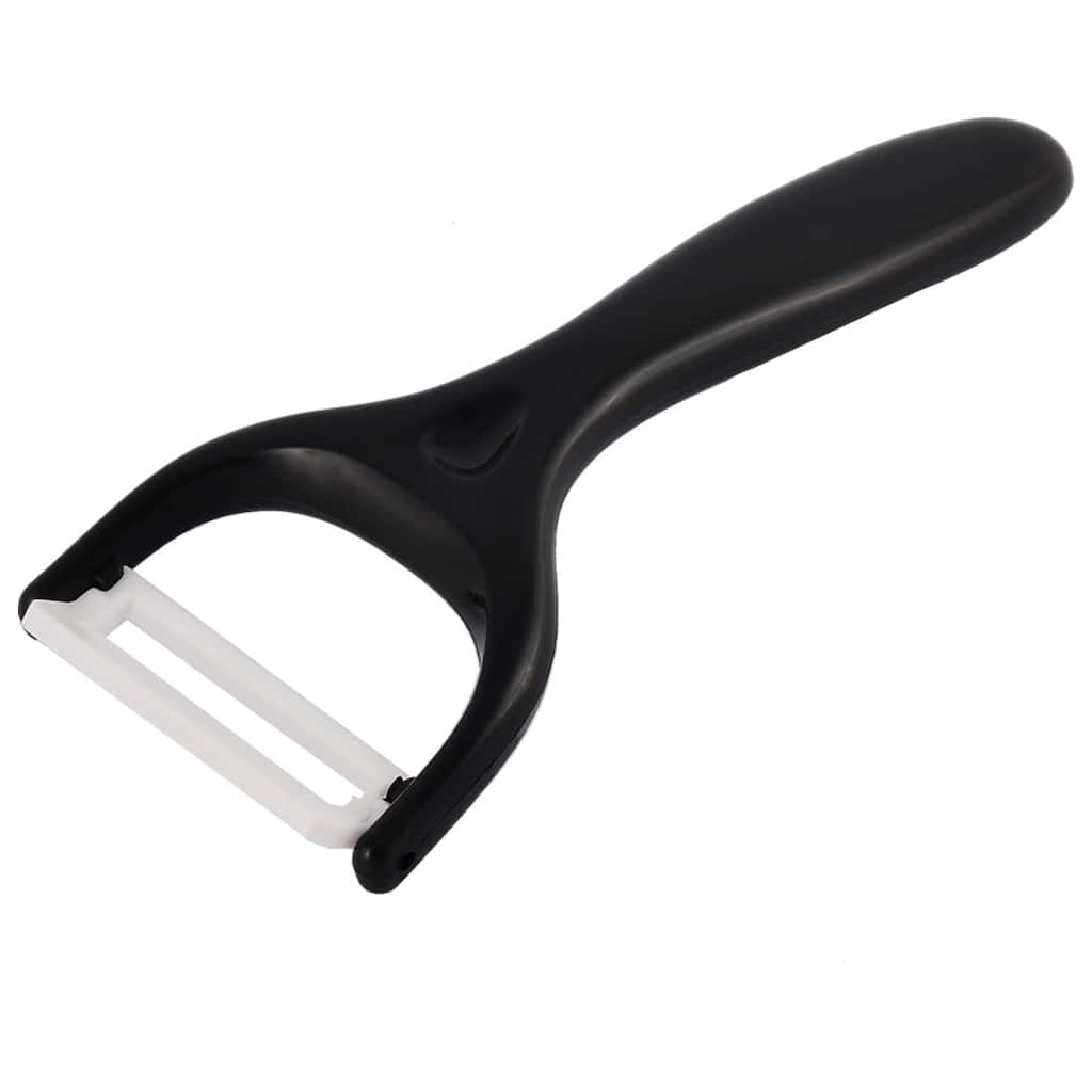 Household Kitchen Plastic Handle Ceramic Edge Vegetable Fruit Peeler - Black