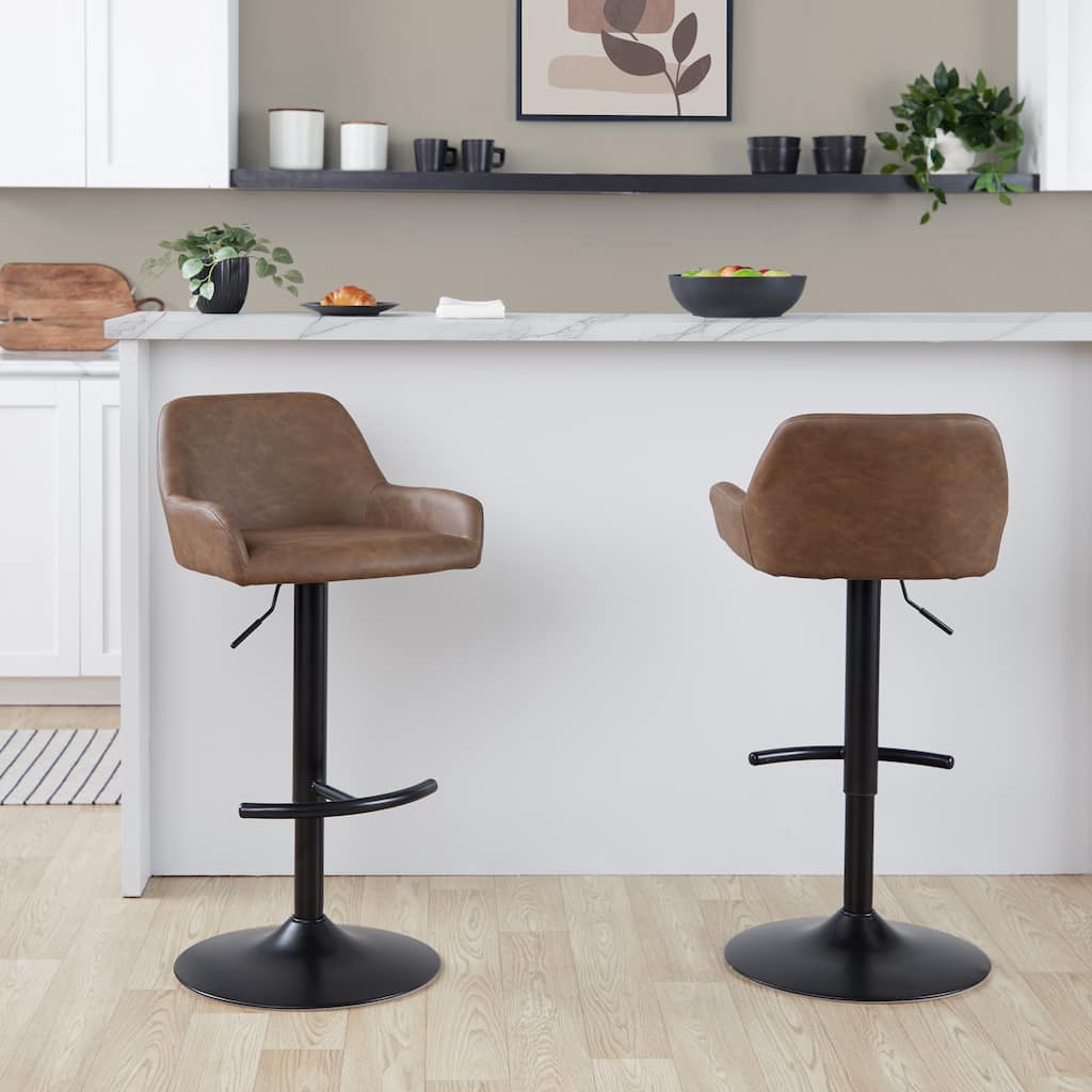 Silver Orchid Galotti Adjustable Bar Stool with Rounded T Footrest (Set of 2)