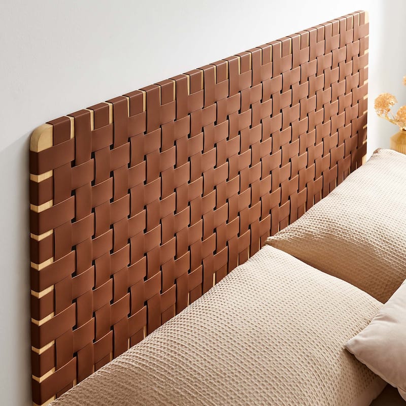 Sparta Wall-Mount Twin/Full/Queen/King Vegan Leather Weave Headboard