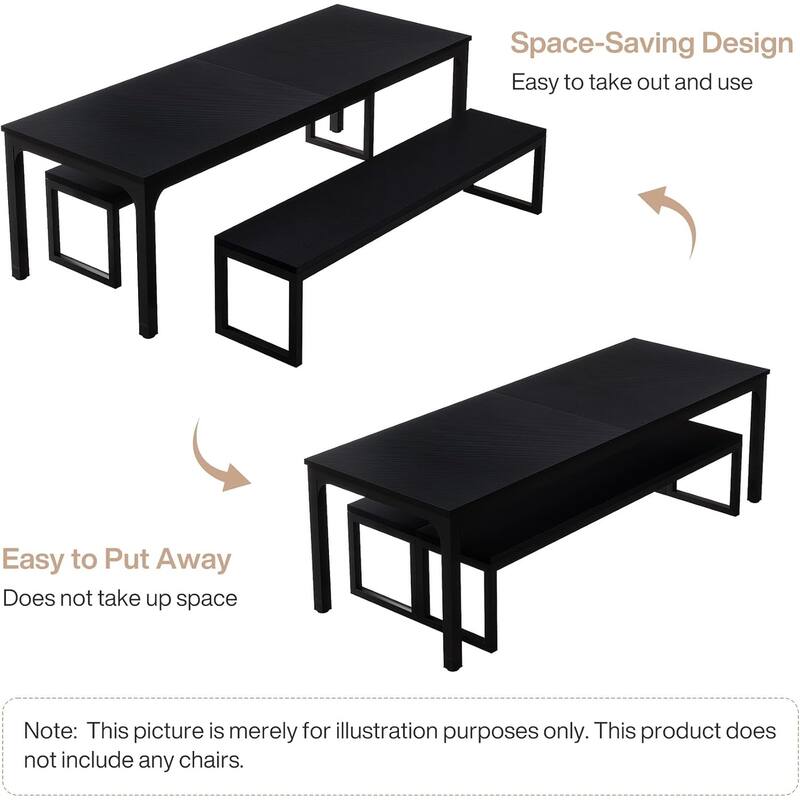 78.7" Rectangle Wood Dining Table, Long Kitchen Table for Living/Dining Room