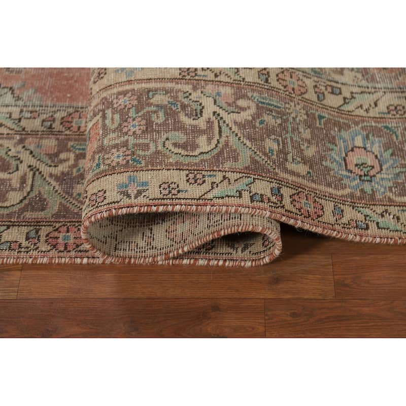 Orange Tabriz Persian Vintage Area Rug Handmade Wool Carpet - 7'9"x 11'0"