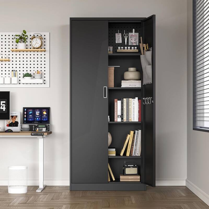 Versatile Metal Storage Cabinet for Various Spaces, Enhancing Organization - Black - Letter