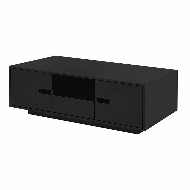 Modern High Glossy Rectangle Coffee Table with 16 Color LED Lights
