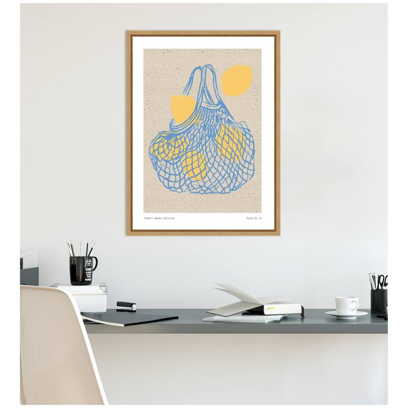 Kate and Laurel Fruit Farmers Market Print No 1 Lemons by The Creative Bunch Studio Framed Canvas Wall Art Print