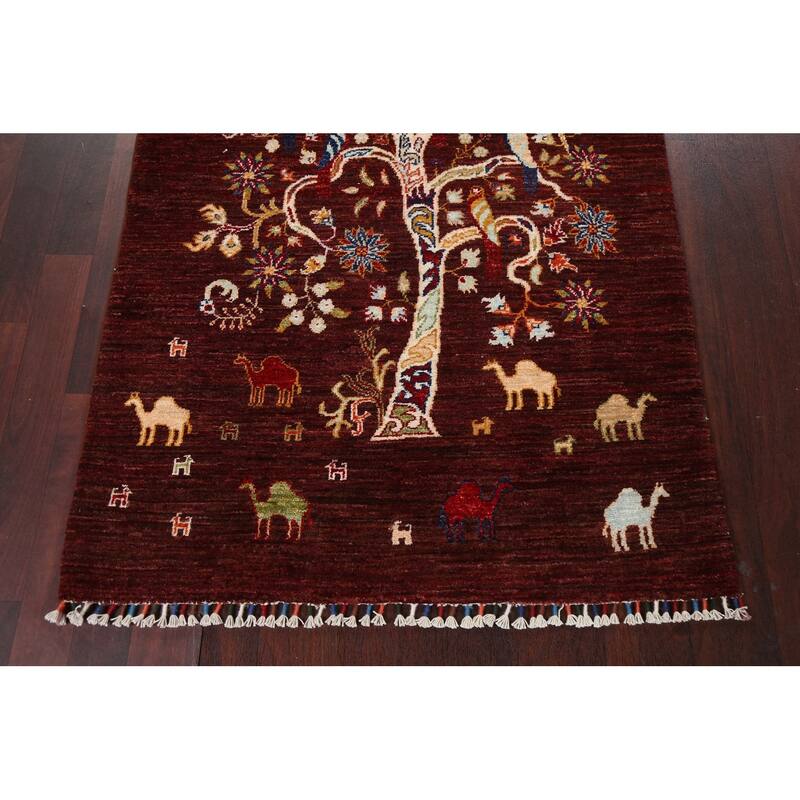 Vegetable Dye Tree Of Life Tabriz Oriental Area Rug Hand-knotted Wool - 3'3" x 5'1"