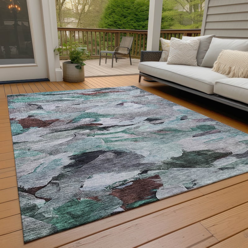 Machine Washable Indoor/ Outdoor Modern Chantille Rug