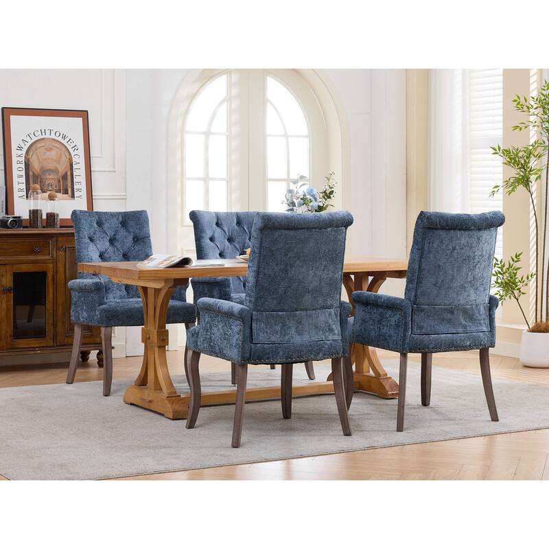 Roomfitters Upholstered Dining Chairs with Barrel Back and Wood Legs, Modern Accent Side Chairs for Living Room