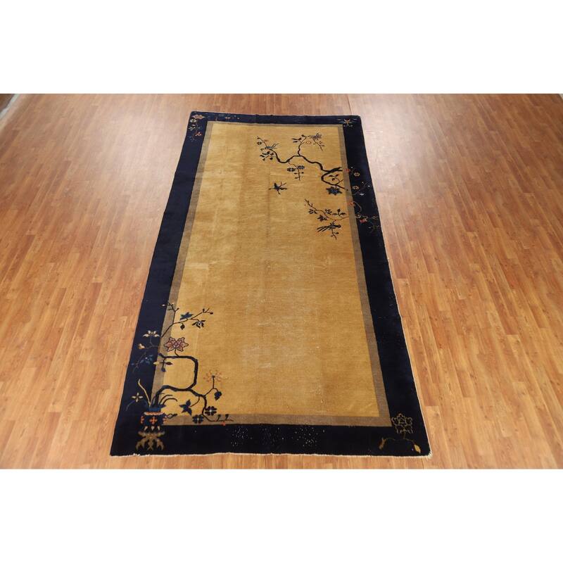 Vegetable Dye Art Deco Chinese Vintage Rug Hand-Knotted Wool Carpet - 6'0"x 11'8"