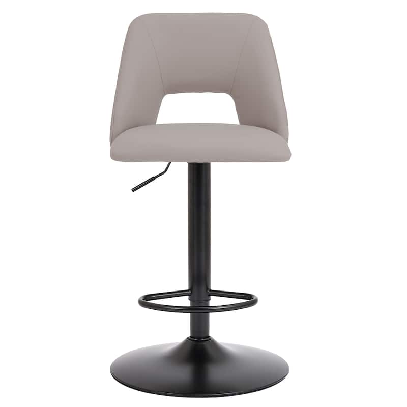 Modern Faux Leather and Metal Adjustable Height Stool, Set of 2