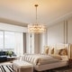 preview thumbnail 6 of 9, KAWOTI 6-Light Drum Glass Chandelier Pendant Lights