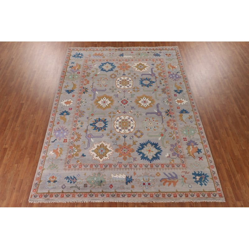 Transitional Oushak Oriental Area Rug Handmade Wool Carpet - 9'2" x 12'1"
