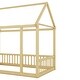 preview thumbnail 26 of 76, Pine Wood Floor Wooden Bed with House Roof Frame and Safety Guardrails